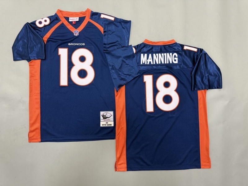 Men 2025 Denver Broncos #18 Manning blue Throwback Limited NFL Jersey style 001->denver broncos->NFL Jersey